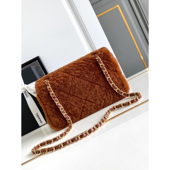 Replica Chanel Shearling Lambskin Flap Bag AS5149 Brown
