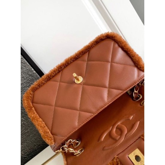 Replica Chanel Shearling Lambskin Flap Bag AS5149 Brown