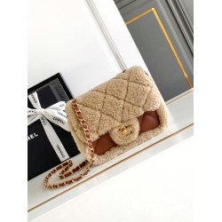 Fake Chanel Shearling Lambskin Mini Flap Bag AS5148 Beige Replica