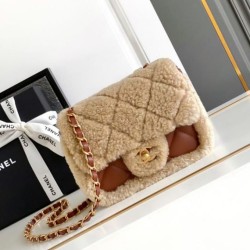 Fake Chanel Shearling Lambskin Mini Flap Bag AS5148 Beige Replica