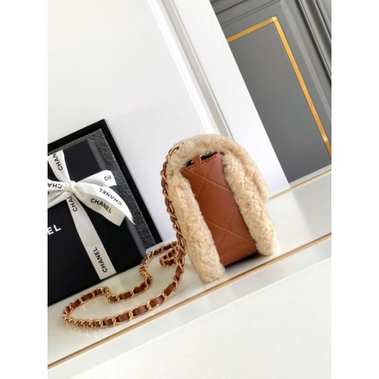 Fake Chanel Shearling Lambskin Mini Flap Bag AS5148 Beige Replica