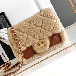 Fake Chanel Shearling Lambskin Mini Flap Bag AS5148 Beige Replica