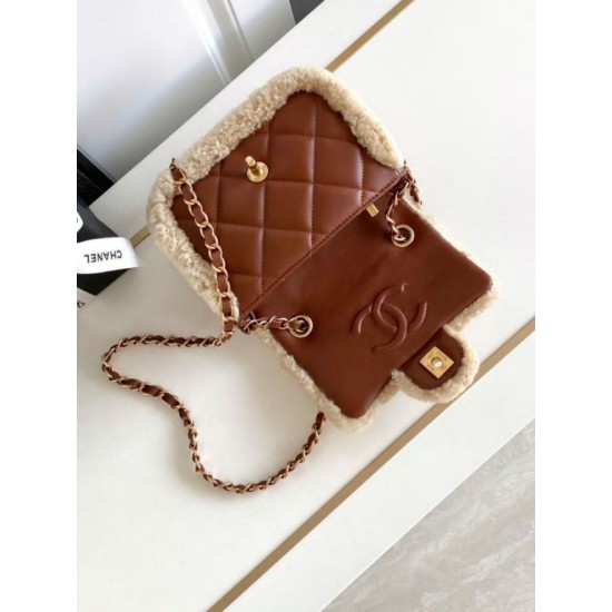 Fake Chanel Shearling Lambskin Mini Flap Bag AS5148 Beige Replica
