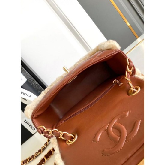 Fake Chanel Shearling Lambskin Mini Flap Bag AS5148 Beige Replica