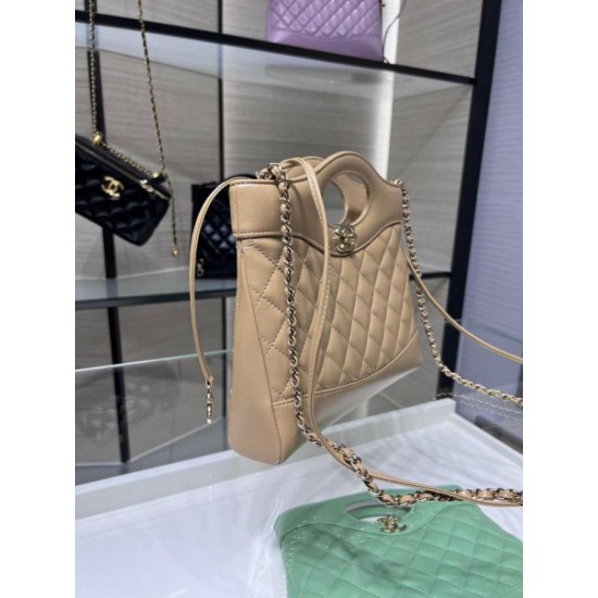 Replica Chanel Shiny Lambskin 31 Mini Shopping Bag AS4133 Beige