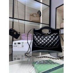 Replica Chanel Shiny Lambskin 31 Mini Shopping Bag AS4133 Black