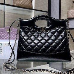 Replica Chanel Shiny Lambskin 31 Mini Shopping Bag AS4133 Black