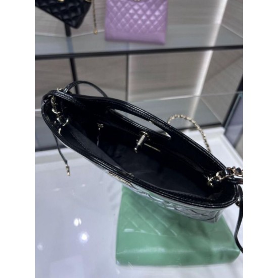 Replica Chanel Shiny Lambskin 31 Mini Shopping Bag AS4133 Black
