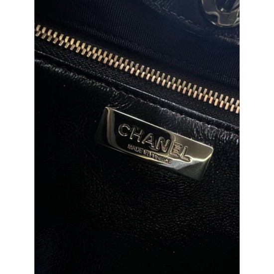 Replica Chanel Shiny Lambskin 31 Mini Shopping Bag AS4133 Black