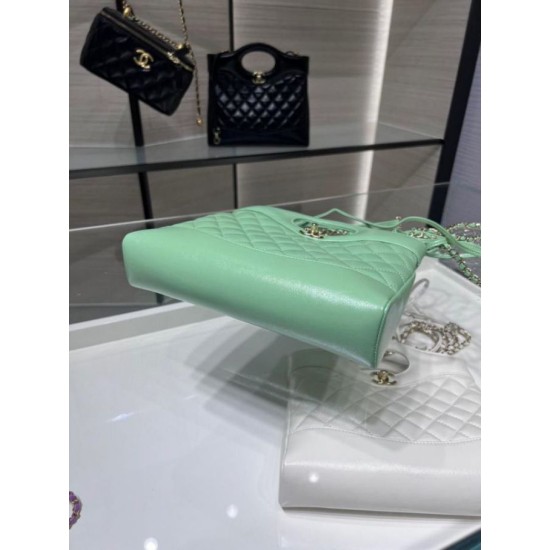 Fake Chanel Shiny Lambskin 31 Mini Shopping Bag AS4133 Green Replica