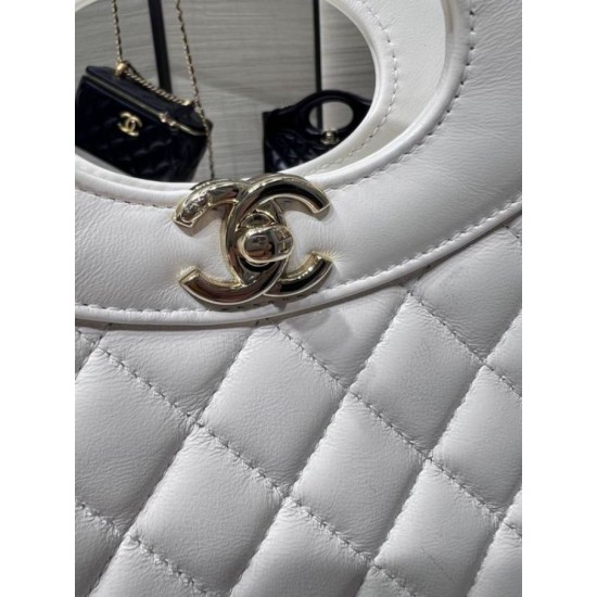 Replica Chanel Shiny Lambskin 31 Mini Shopping Bag AS4133 White