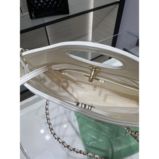 Replica Chanel Shiny Lambskin 31 Mini Shopping Bag AS4133 White