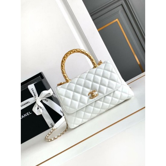 Replica Chanel Small Coco Handle Bag A92990 White