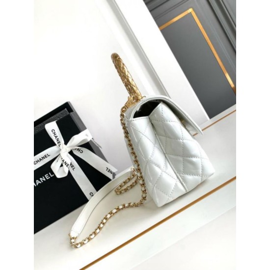 Replica Chanel Small Coco Handle Bag A92990 White