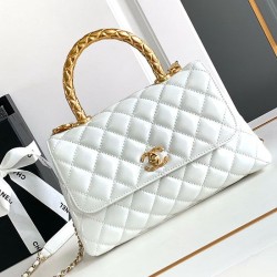 Replica Chanel Small Coco Handle Bag A92990 White