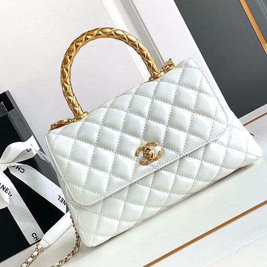 Replica Chanel Small Coco Handle Bag A92990 White