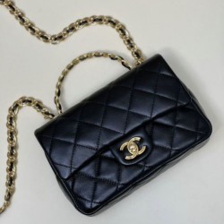 Replica Chanel Small Flap Bag With Top Handle Black AS4023