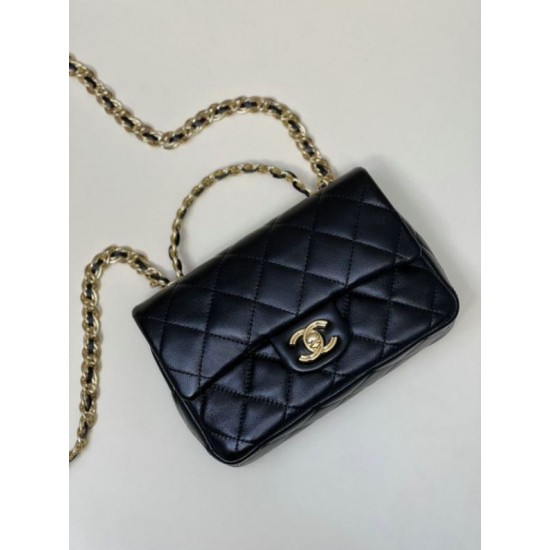 Replica Chanel Small Flap Bag With Top Handle Black AS4023