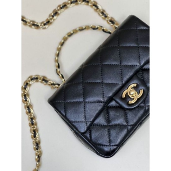 Replica Chanel Small Flap Bag With Top Handle Black AS4023