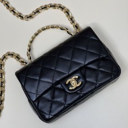 Replica Chanel Small Flap Bag With Top Handle Black AS4023