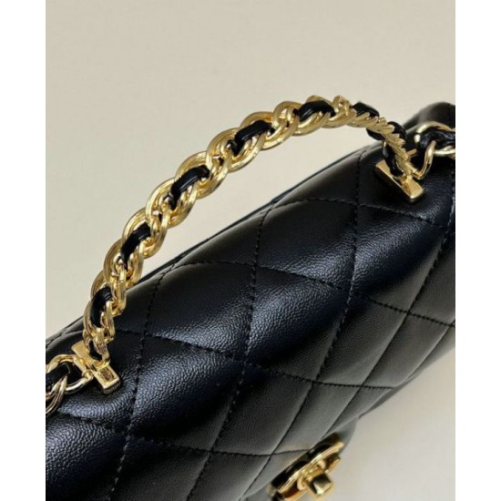 Replica Chanel Small Flap Bag With Top Handle Black AS4023