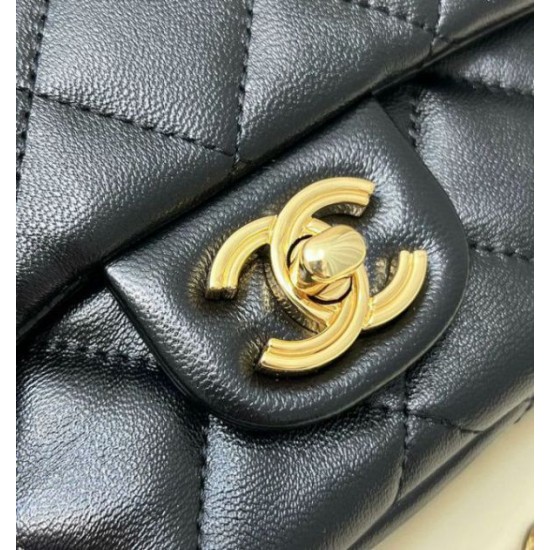 Replica Chanel Small Flap Bag With Top Handle Black AS4023