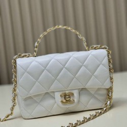 Fake Chanel Small Flap Bag With Top Handle White AS4023 Replica
