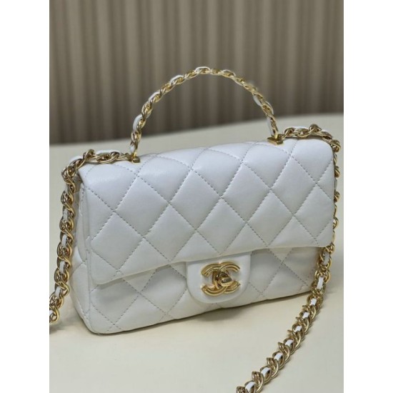 Fake Chanel Small Flap Bag With Top Handle White AS4023 Replica