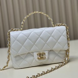 Fake Chanel Small Flap Bag With Top Handle White AS4023 Replica