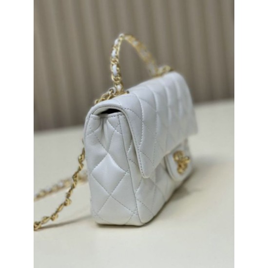 Fake Chanel Small Flap Bag With Top Handle White AS4023 Replica