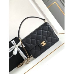 Replica Chanel Small Flap Bag with Top Handle AS4038 Black