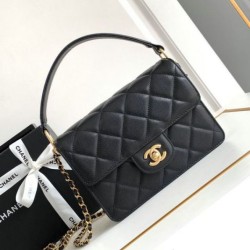 Replica Chanel Small Flap Bag with Top Handle AS4038 Black