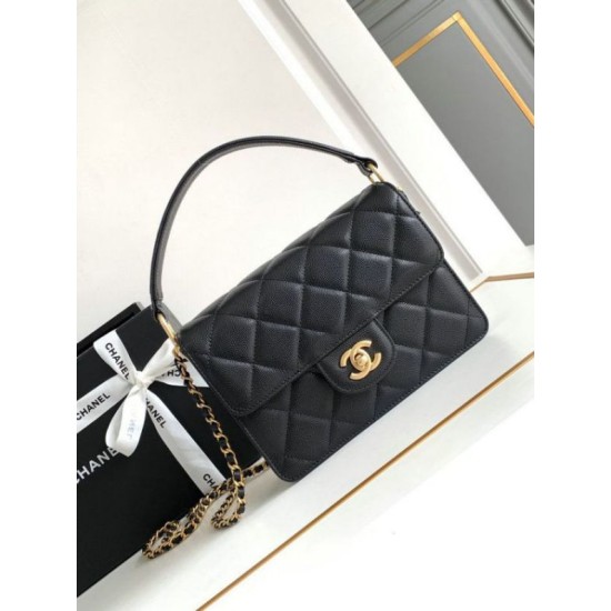 Replica Chanel Small Flap Bag with Top Handle AS4038 Black