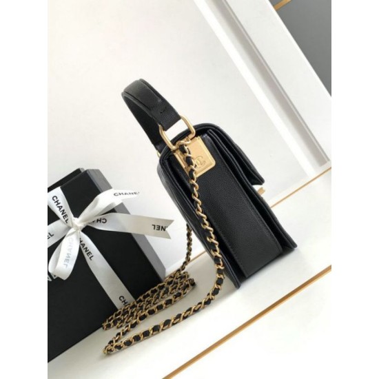 Replica Chanel Small Flap Bag with Top Handle AS4038 Black