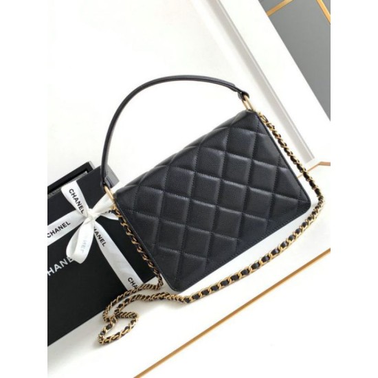 Replica Chanel Small Flap Bag with Top Handle AS4038 Black