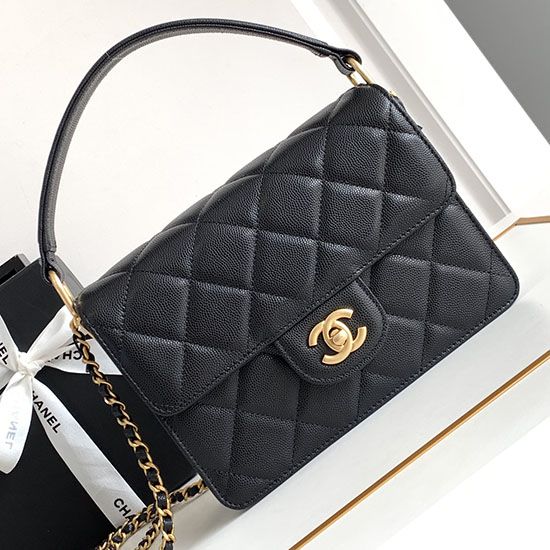 Replica Chanel Small Flap Bag with Top Handle AS4038 Black