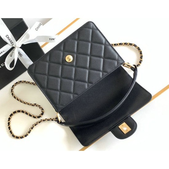 Replica Chanel Small Flap Bag with Top Handle AS4038 Black