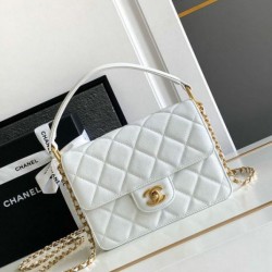 Fake Chanel Small Flap Bag with Top Handle AS4038 White Replica