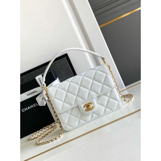 Fake Chanel Small Flap Bag with Top Handle AS4038 White Replica