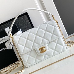 Fake Chanel Small Flap Bag with Top Handle AS4038 White Replica