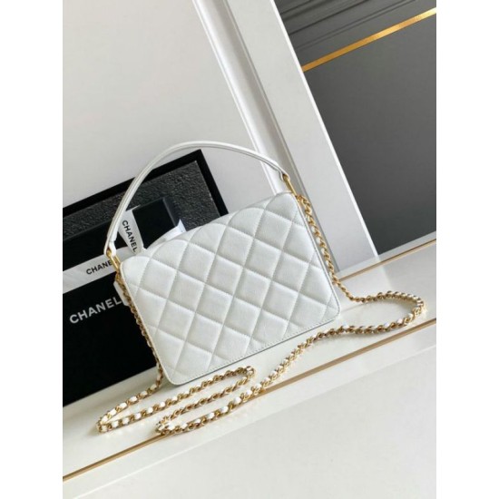 Fake Chanel Small Flap Bag with Top Handle AS4038 White Replica