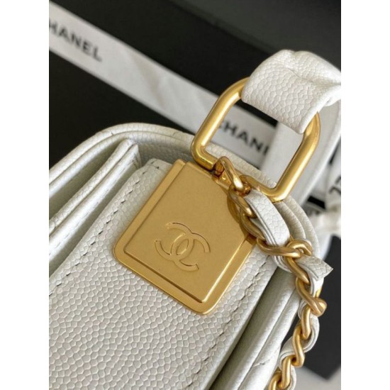 Fake Chanel Small Flap Bag with Top Handle AS4038 White Replica