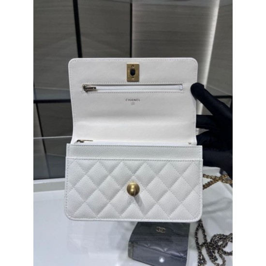 Replica Chanel Woc Chain Wallet AP3201 White