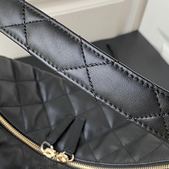 Fake Medium Chanel Calfskin Hobo Bag Black AS4339 Replica