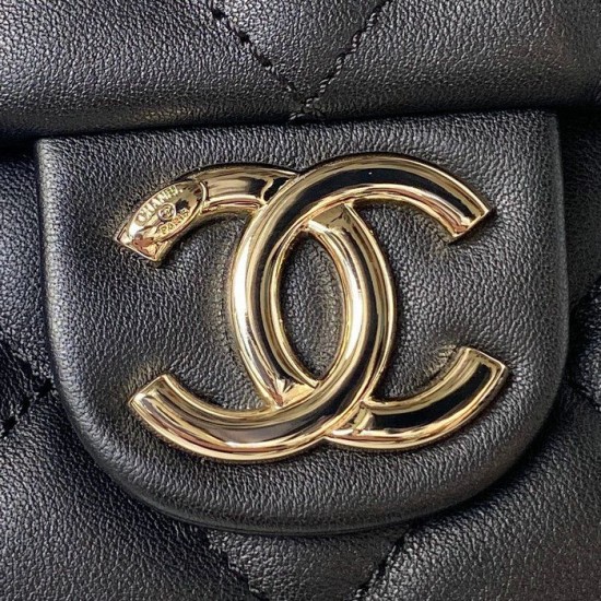 Replica Small Chanel Calfskin Hobo Bag Black AS4347