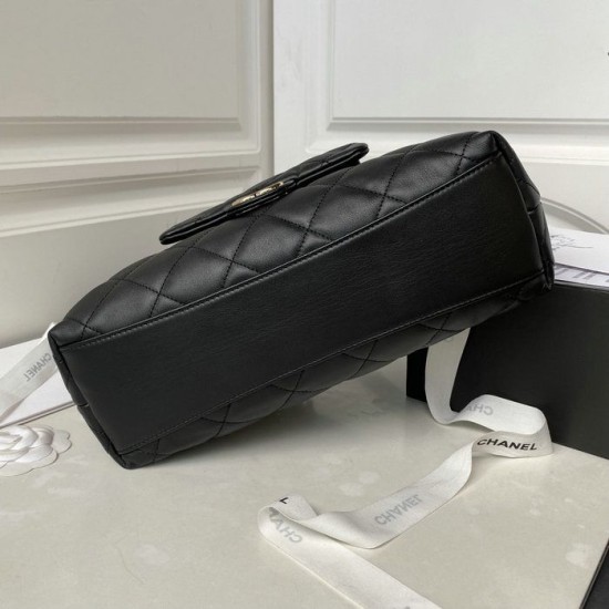 Replica Small Chanel Calfskin Hobo Bag Black AS4347