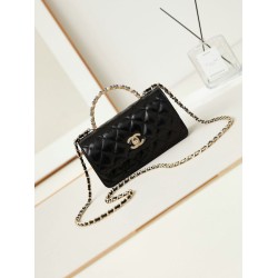 Fake Small Chanel Flap Bag with Top Handle AP3803 Black Replica