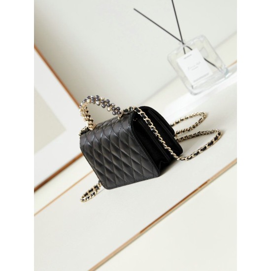 Fake Small Chanel Flap Bag with Top Handle AP3803 Black Replica