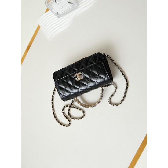 Fake Small Chanel Flap Bag with Top Handle AP3803 Black Replica