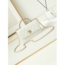 Fake Small Chanel Flap Bag with Top Handle AP3803 White Replica